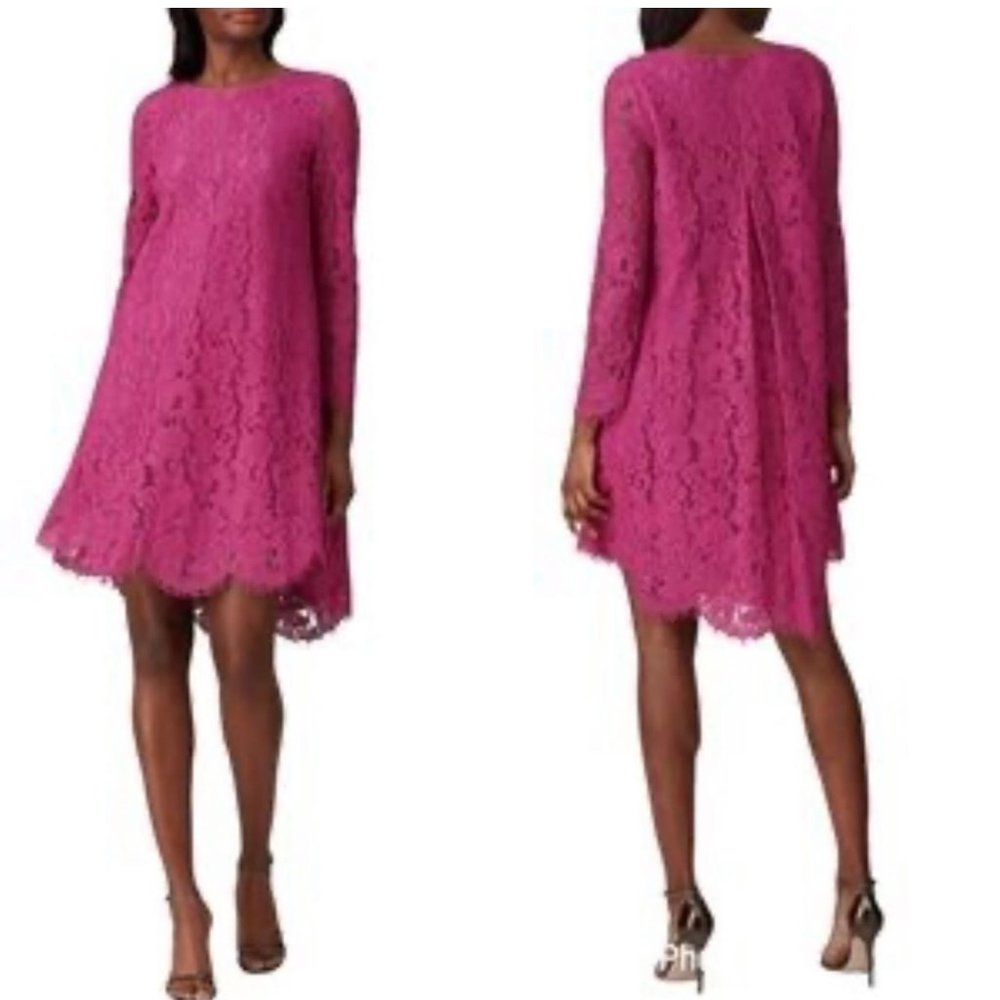 Adam Lippes Sz 12 Rent The Runway Long Sleeve Asymmetrical Hem Pink Lace…